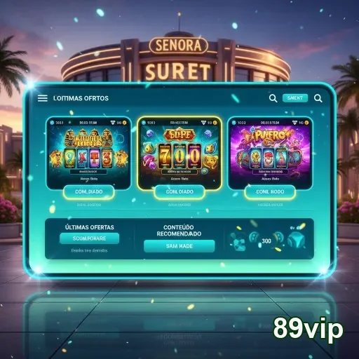 Tela do aplicativo 89vip com jogos de cassino disponíveis.