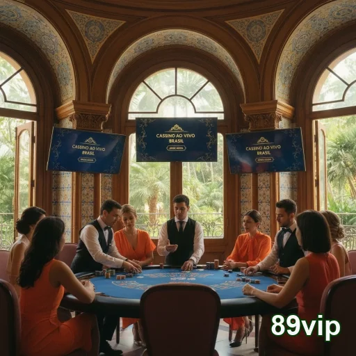 Jogadores em mesa de cassino ao vivo no 89vip, acessíveis.