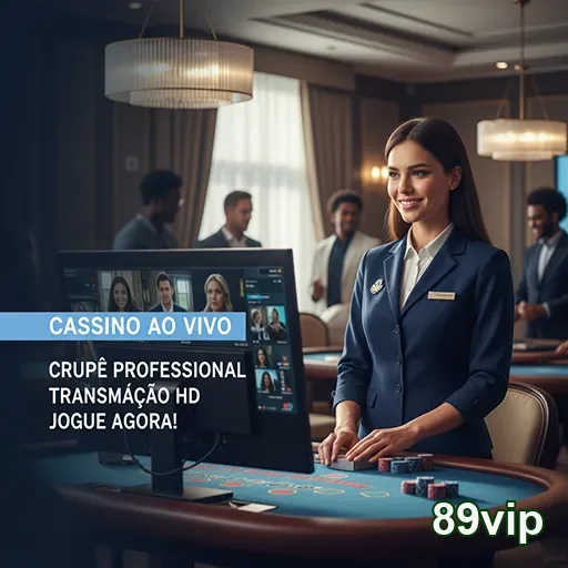 Crupiê atendendo jogadores em cassino ao vivo no 89vip.
