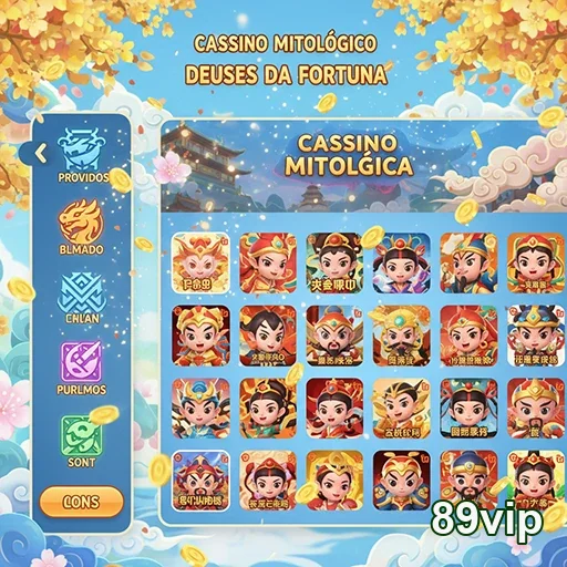 Tela do cassino mitológico Deuses da Fortuna no 89vip.