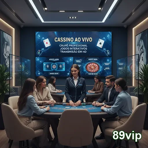 Mesa de jogos interativos com crupês na 89vip.