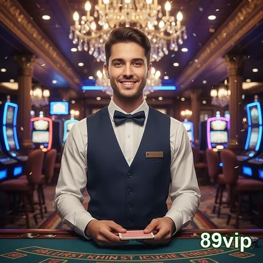 Atendente sorridente na 89vip, pronto para ajudar jogadores.