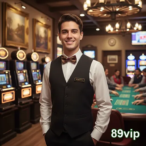 Profissional do cassino 89vip apoia jogadores em serviço VIP.