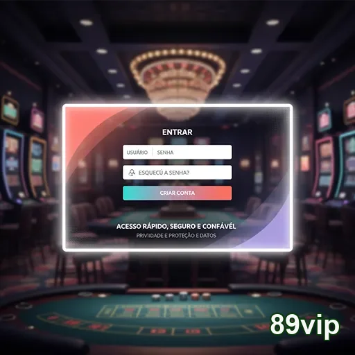 Tela de login do aplicativo 89vip com jogos VIP disponíveis.