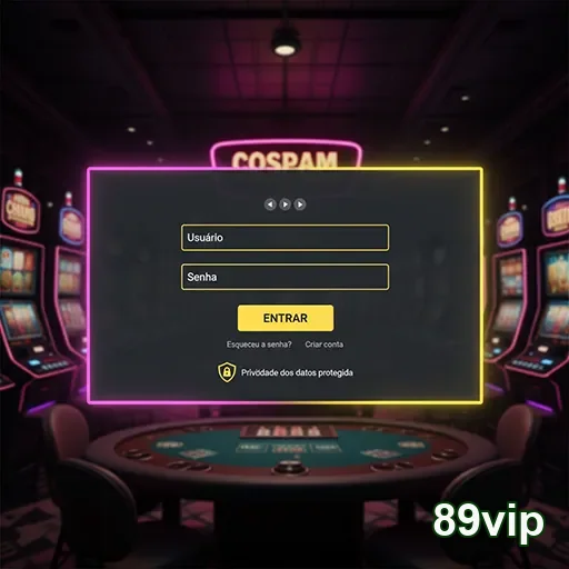 Tela de login da 89vip com opções de suporte visíveis.