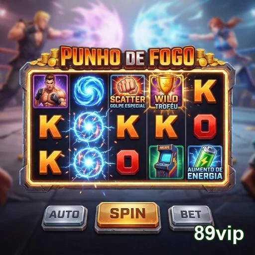 Imagem do jogo Punho de Fogo no site 89vip com símbolos especiais.