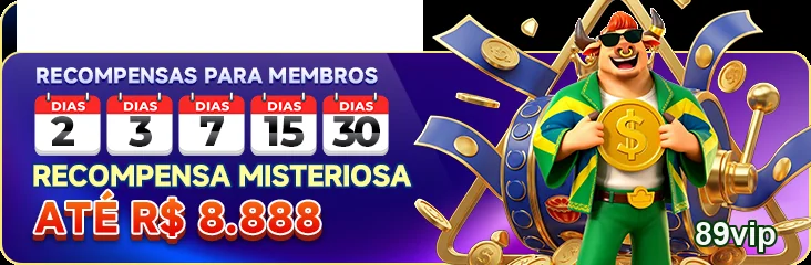 Interface da 89vip mostrando recompensas VIP e prêmios.