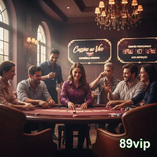 Jogadores disfrutando do cassino ao vivo no aplicativo 89vip.