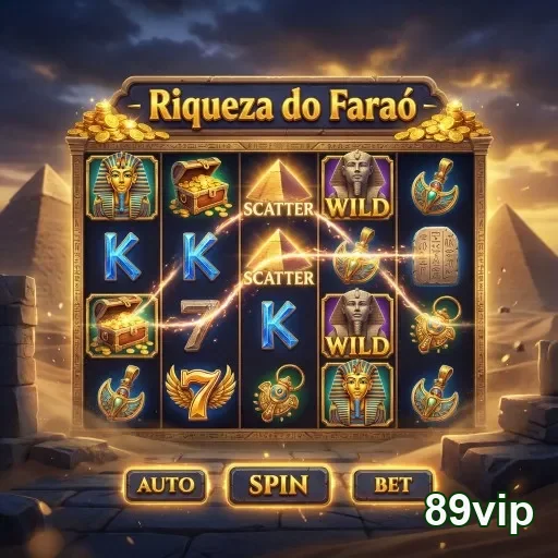 Jogo de slot 'Riqueza do Faraó' na plataforma 89vip.
