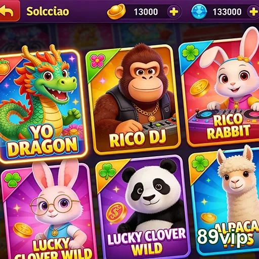 Interface de jogos da 89vip com slots populares disponíveis.
